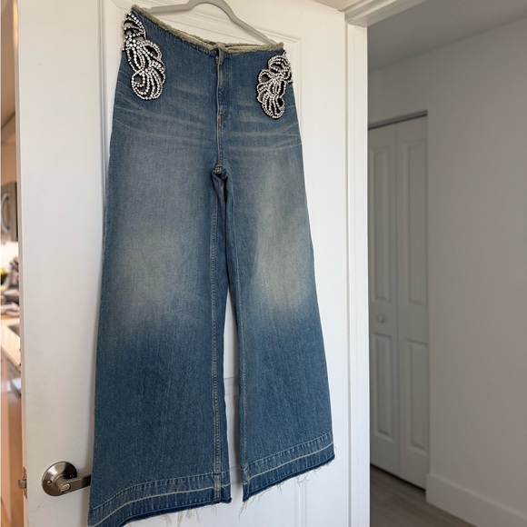 Like new Stella McCartney Diamanté Swirl Mid-Rise Wide Leg Jeans $2,600 29 - Picture 4 of 10